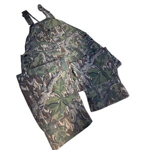 Vintage Mossy Oak Full Foliage Camo Overalls Men's XL 26 inch inseam Made in USA